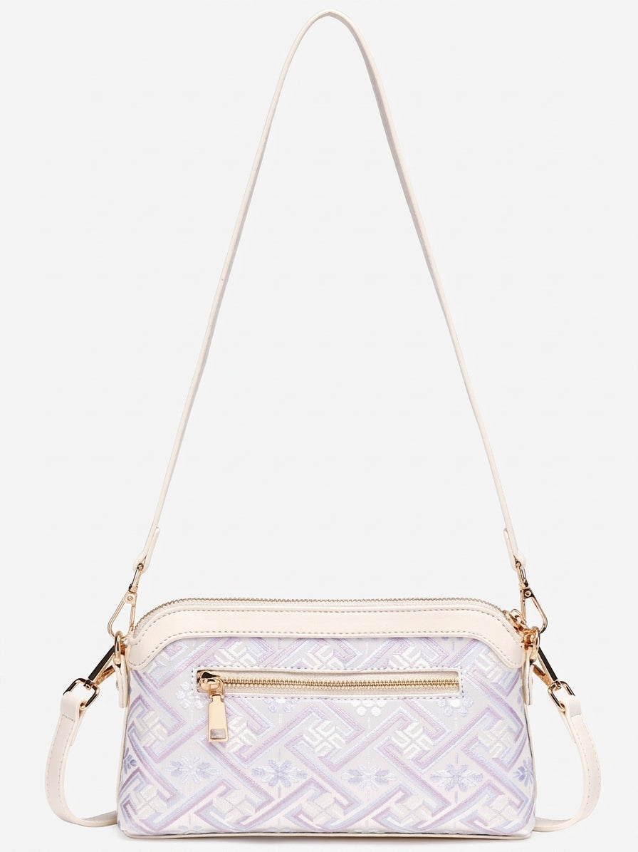 Pastel Oriental Jacquard Vegan Eco-Leather Mini Clutch Bag