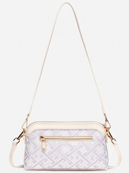 Pastel Oriental Jacquard Vegan Eco-Leather Mini Clutch Bag