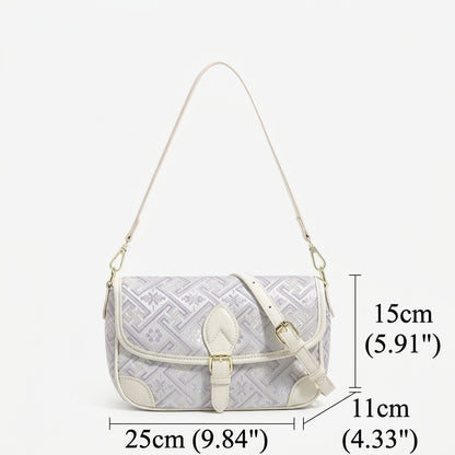 Vintage Jacquard Embroidery Vegan Eco-Leather Flap Clutch Bag