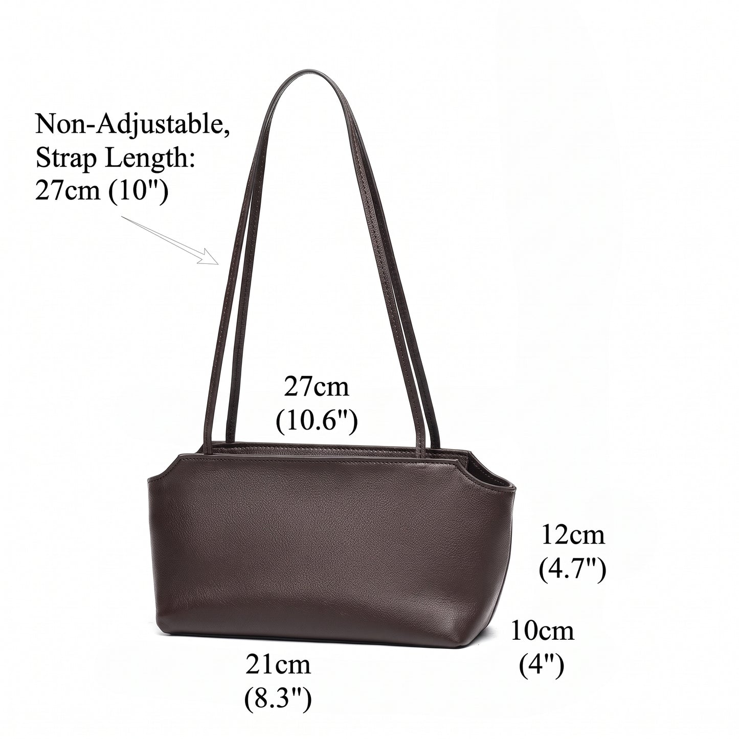 Minimalist Genuine Lambskin Leather Baguette Clutch Bag