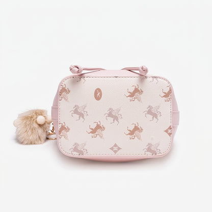 Ätherische Pegasus-Muster vegane Eco-Leder Bucket Clutch Tasche mit hübschem Charm
