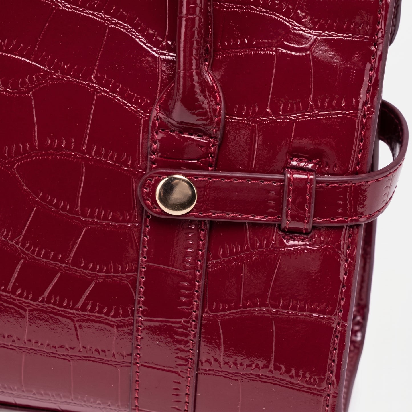 Gentle Glossy Croc Vegan Eco-Leather Satchel Clutch Bag with Silk Scarf Charm