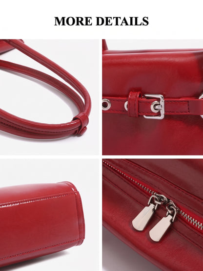Vintage-Clutch aus glänzendem veganem Öko-Leder mit Herzanhänger