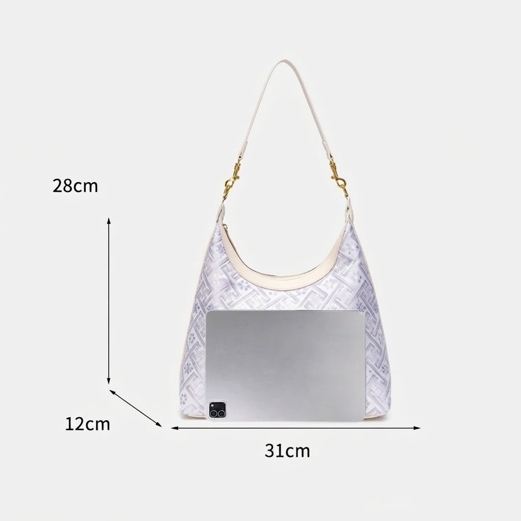 Elegant Brocade Pattern Vegan Eco-Leather Hobo Shoulder Bag