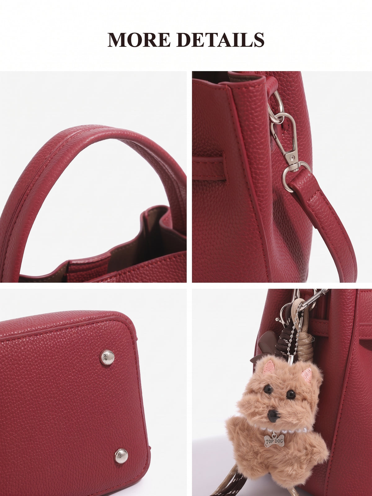 Minimalist Vegan Eco-Leather Mini Bucket Clutch Bag with Lovely Dog Charm