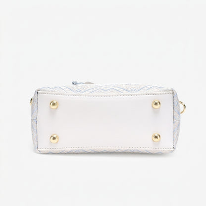 Serene Oriental Brocade Vegan Eco-Leather Mini Tote Clutch Bag with Tassel Charm