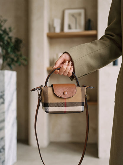 Vintage Plaid Vegan Eco-Leather Mini Clutch Bag