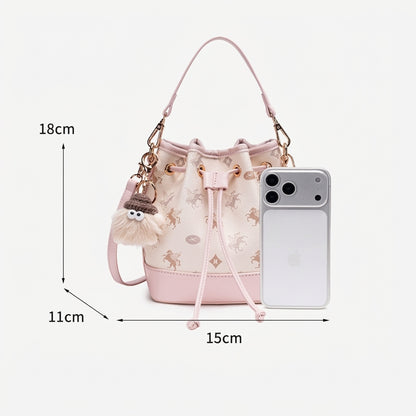 Ätherische Pegasus-Muster vegane Eco-Leder Bucket Clutch Tasche mit hübschem Charm