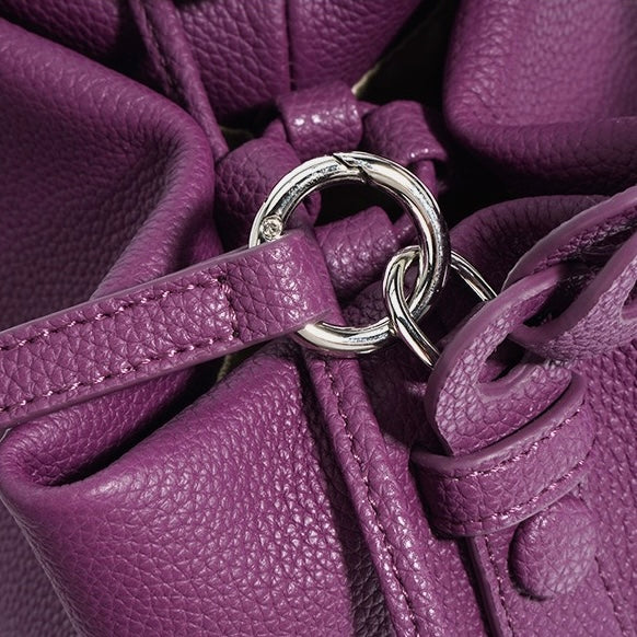 Women's Genuine Top-Grain Leather Versatile Commuting Bucket Bag Single-Shoulder Crossbody Elegant Handheld Bag