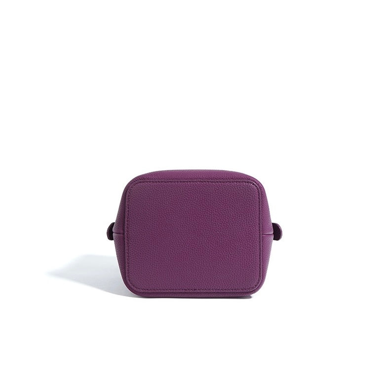 Women's Genuine Top-Grain Leather Versatile Commuting Bucket Bag Single-Shoulder Crossbody Elegant Handheld Bag