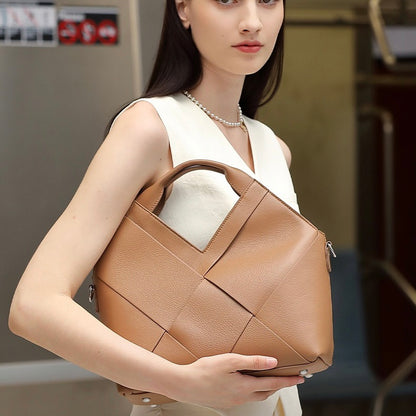 Gewebte Handtasche aus echtem Leder für Damen