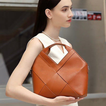 Gewebte Handtasche aus echtem Leder für Damen