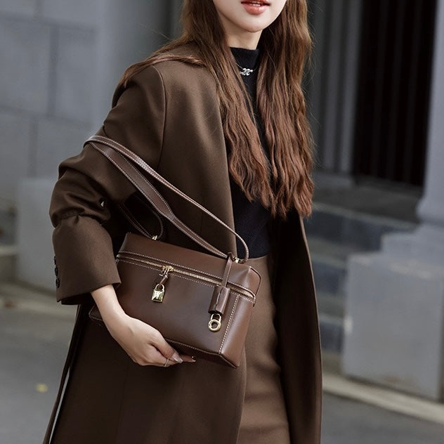 Women's Genuine Leather Crossbody Bucket Bag