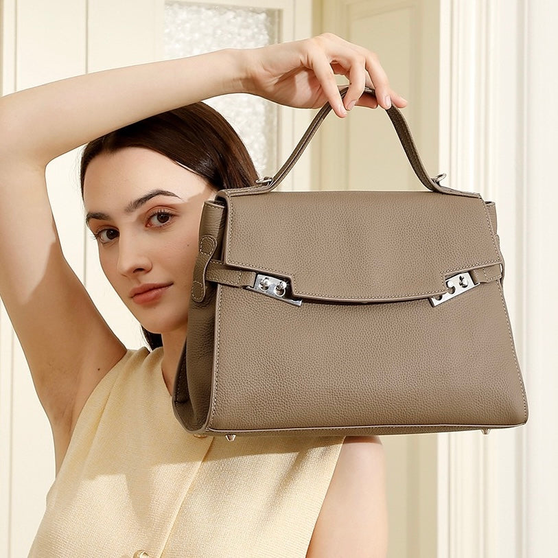 Damen Echtleder Minimalistische Stilvolle Große Kapazität Tote Schultertasche