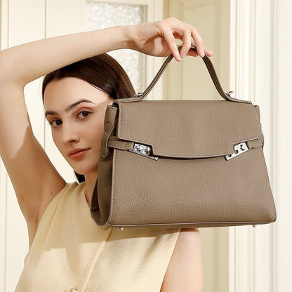 Damen Echtleder Minimalistische Stilvolle Große Kapazität Tote Schultertasche