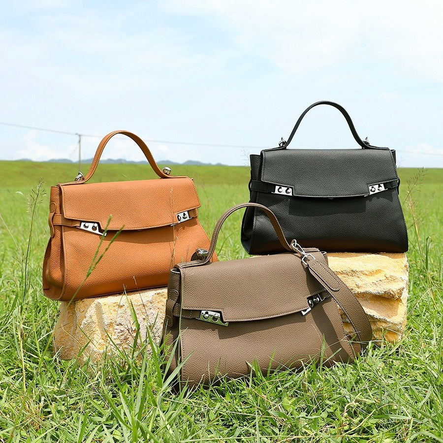 Damen Echtleder Minimalistische Stilvolle Große Kapazität Tote Schultertasche