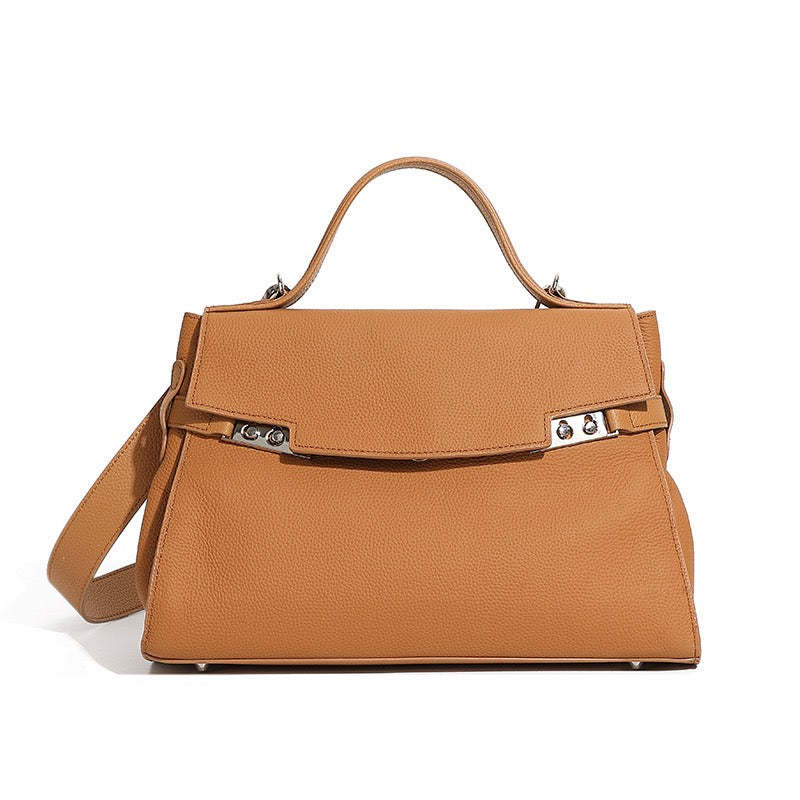 Damen Echtleder Minimalistische Stilvolle Große Kapazität Tote Schultertasche