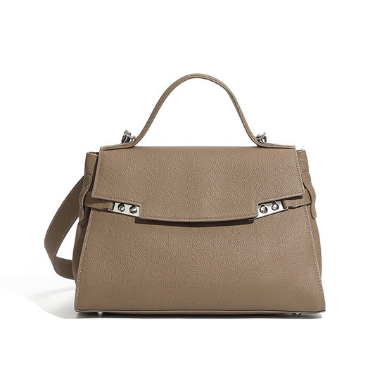 Bolso de hombro para mujer de cuero genuino, minimalista, elegante y de gran capacidad