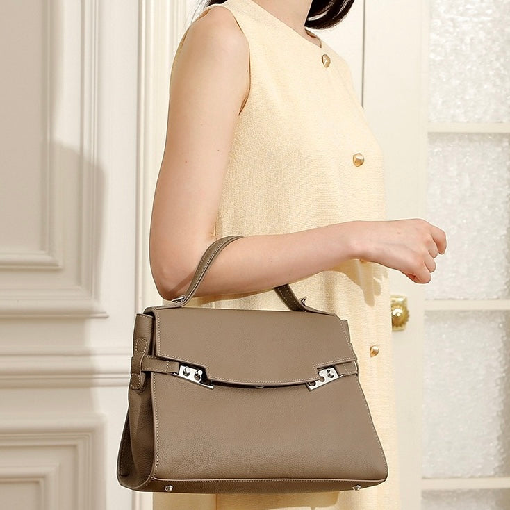 Damen Echtleder Minimalistische Stilvolle Große Kapazität Tote Schultertasche