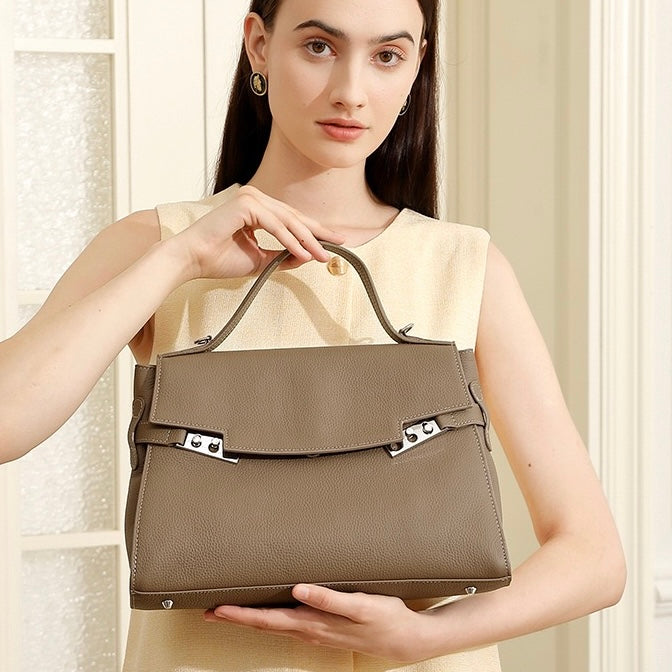 Damen Echtleder Minimalistische Stilvolle Große Kapazität Tote Schultertasche