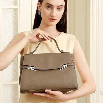 Damen Echtleder Minimalistische Stilvolle Große Kapazität Tote Schultertasche