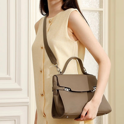 Damen Echtleder Minimalistische Stilvolle Große Kapazität Tote Schultertasche