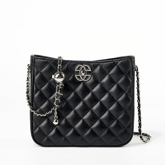 Women's Genuine Cowhide Commuter Chain Bucket Bag