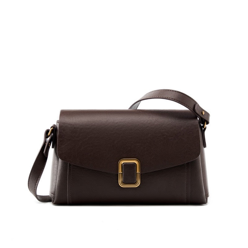 Women’s Genuine Leather Spring-Summer Commuter Tote Bag with Maillard Elegance