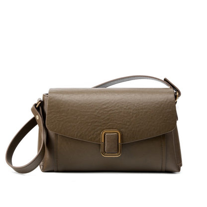 Women’s Genuine Leather Spring-Summer Commuter Tote Bag with Maillard Elegance