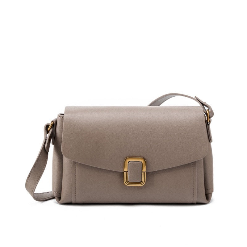 Women’s Genuine Leather Spring-Summer Commuter Tote Bag with Maillard Elegance