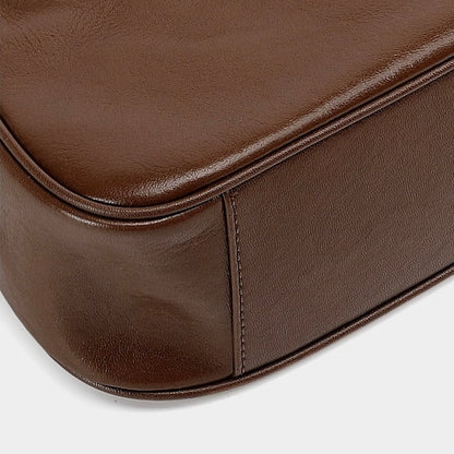 Braided-Handle Genuine Saddle Leather Hobo Bag