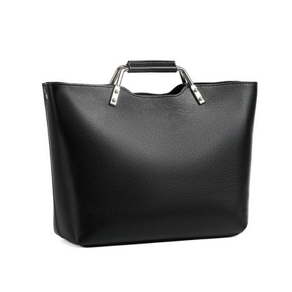 Genuine Leather Arch-Handle Minimalist Commuter Crossbody Bag