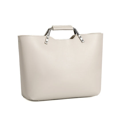 Genuine Leather Arch-Handle Minimalist Commuter Crossbody Bag