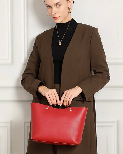 Genuine Leather Arch-Handle Minimalist Commuter Crossbody Bag
