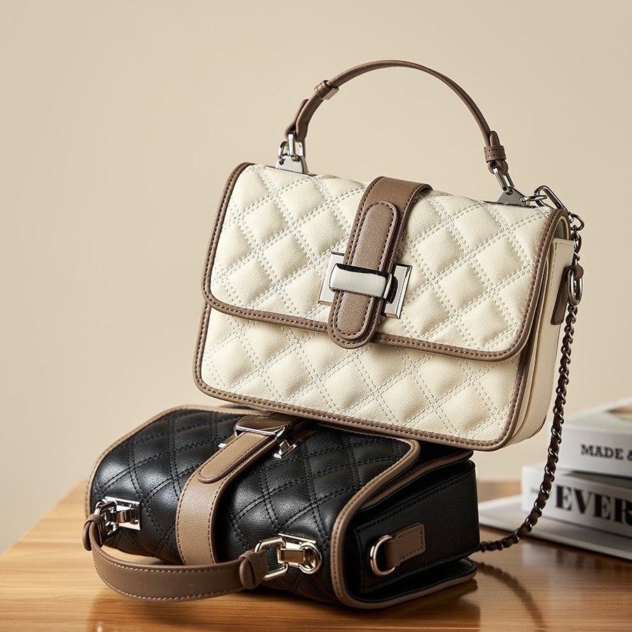 Women’s Genuine Leather Quilted Crossbody Bag – Light Luxury Everyday Essential