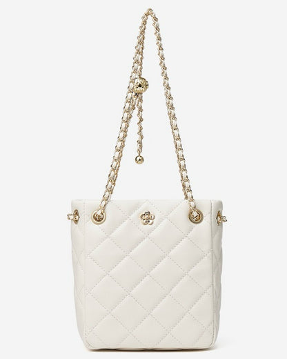 Genuine Leather Quilted Chain-Embellished Crossbody Bag