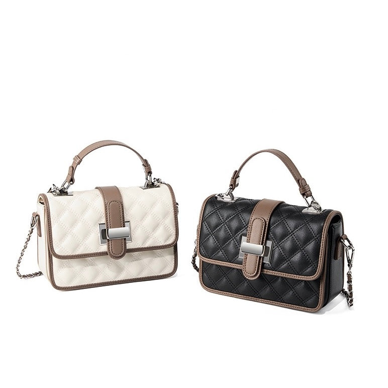 Women’s Genuine Leather Quilted Crossbody Bag – Light Luxury Everyday Essential