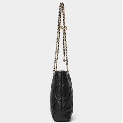 Women's Quilted Genuine Leather Chain Shoulder Bag