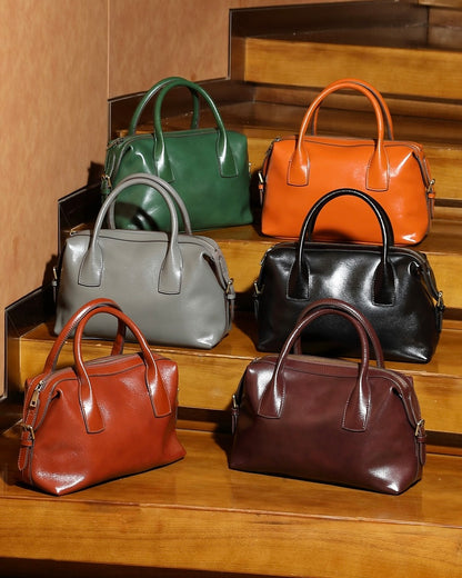 Pebbled Leather Convertible Satchel with Top Handles