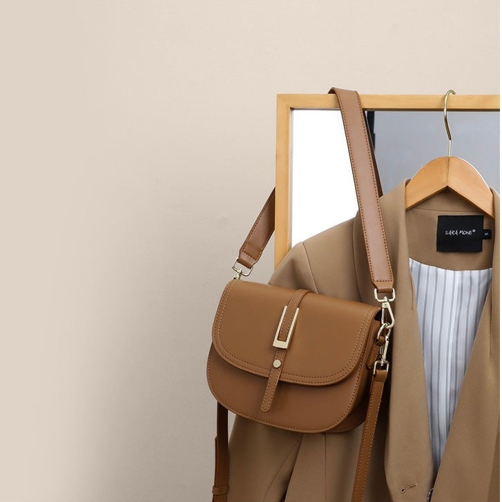 Women's Genuine Leather Saddle Crossbody Shoulder Bag