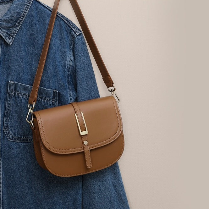 Women's Genuine Leather Saddle Crossbody Shoulder Bag
