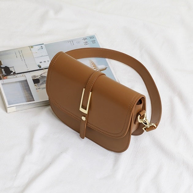 Women's Genuine Leather Saddle Crossbody Shoulder Bag