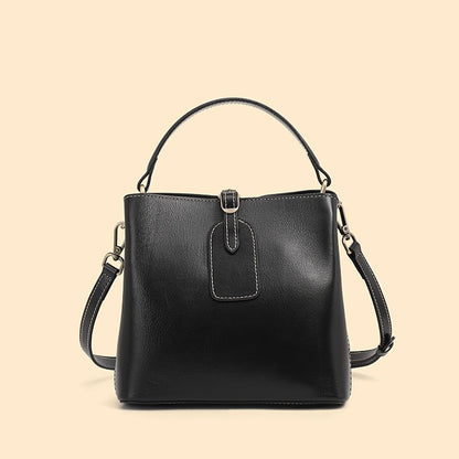Large Capacity Women's Genuine Leather Bucket Crossbody Handbag