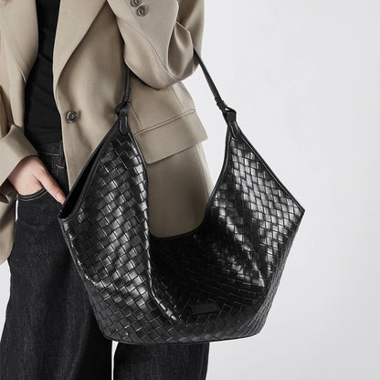 Gewebte Pendlertasche aus echtem Leder für Damen