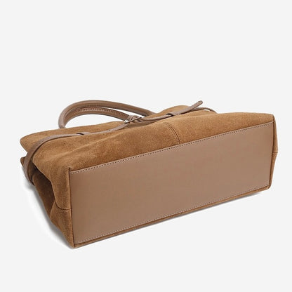 Bolso Tote estructurado de cuero genuino de ante retro