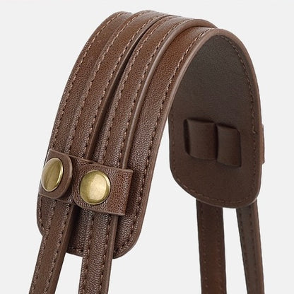 Beg Tangan Kulit Besar Vintage dengan Tag Bagasi Tandatangan