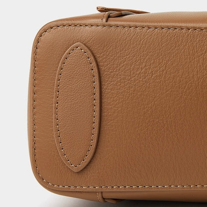 Women's Genuine Leather Handbag with Signature Ribbon Embellishment