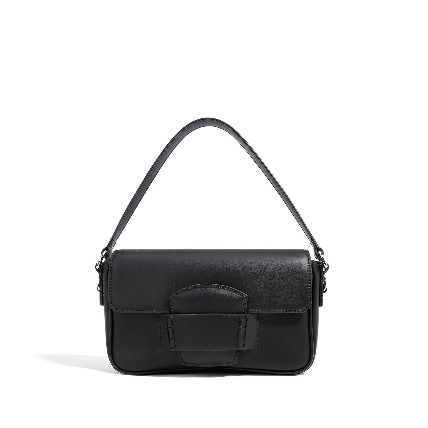 Women’s Genuine Leather Small Square Shoulder Bag – Minimalist Flap Crossbody
