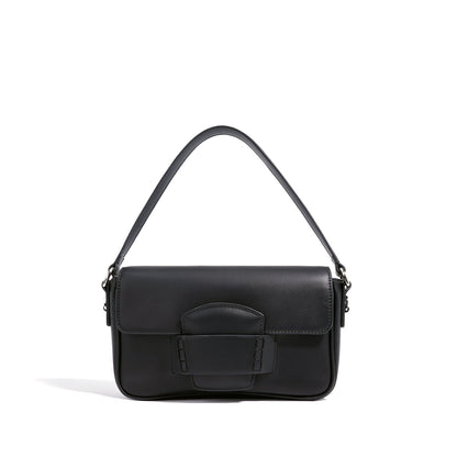 Women’s Genuine Leather Small Square Shoulder Bag – Minimalist Flap Crossbody