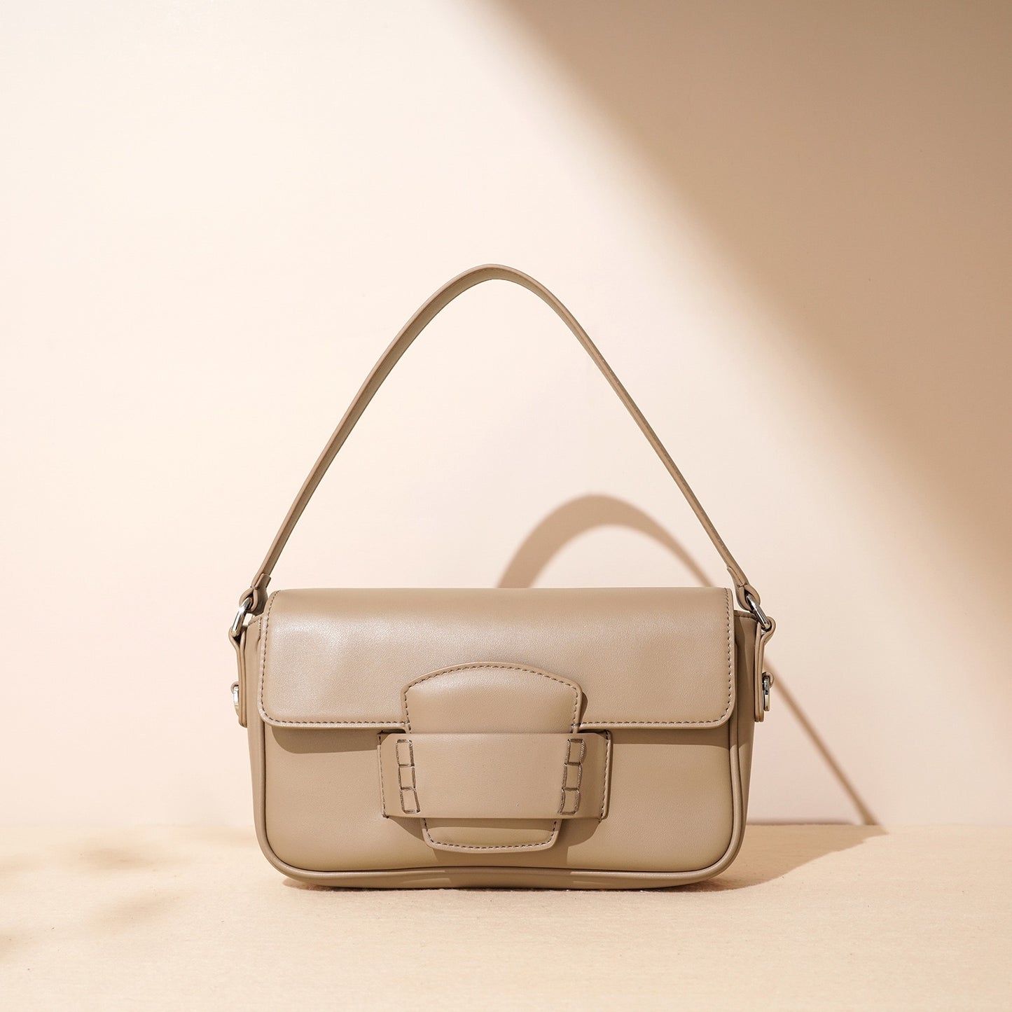 Women’s Genuine Leather Small Square Shoulder Bag – Minimalist Flap Crossbody